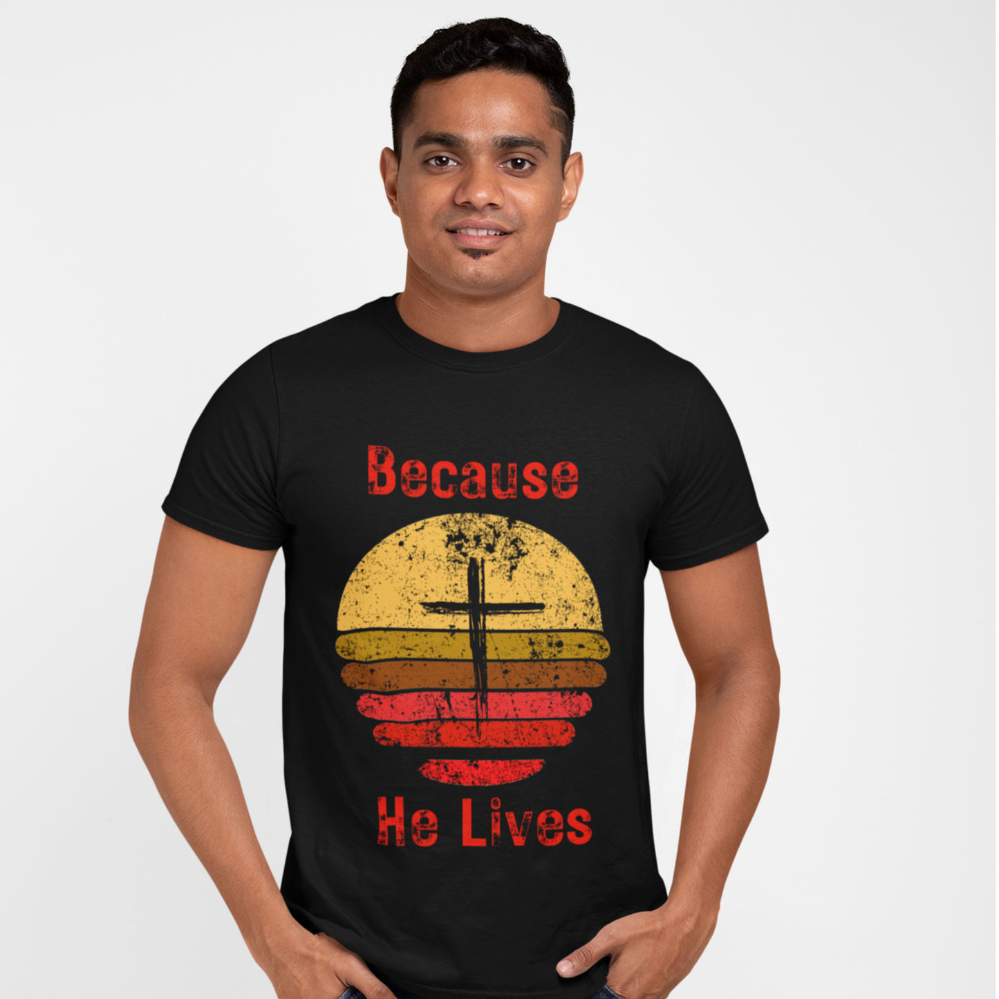 Because He Lives - Men's Christian Cotton Tee