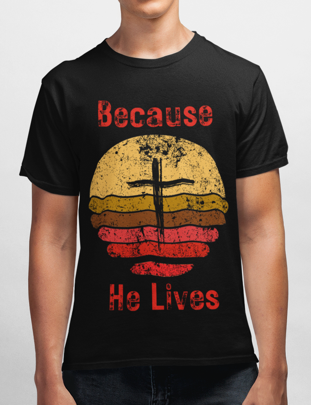 Because He Lives - Men's Christian Cotton Tee